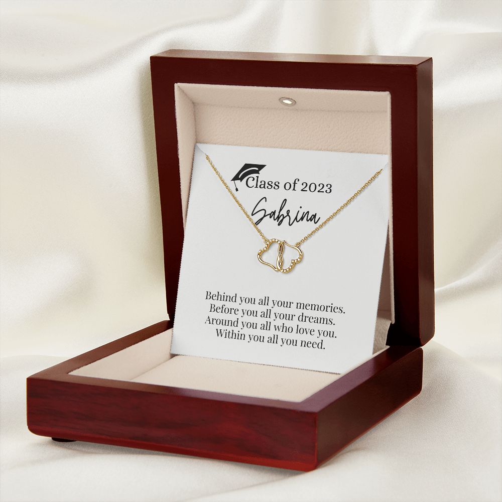 Two Hearts Entwined Diamond Necklace: Behind you all your memories