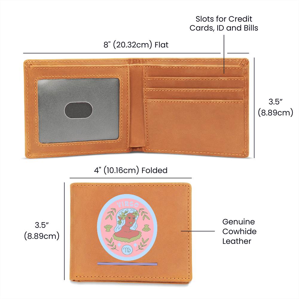 Genuine Leather Wallet: Virgo Zodiac Sign