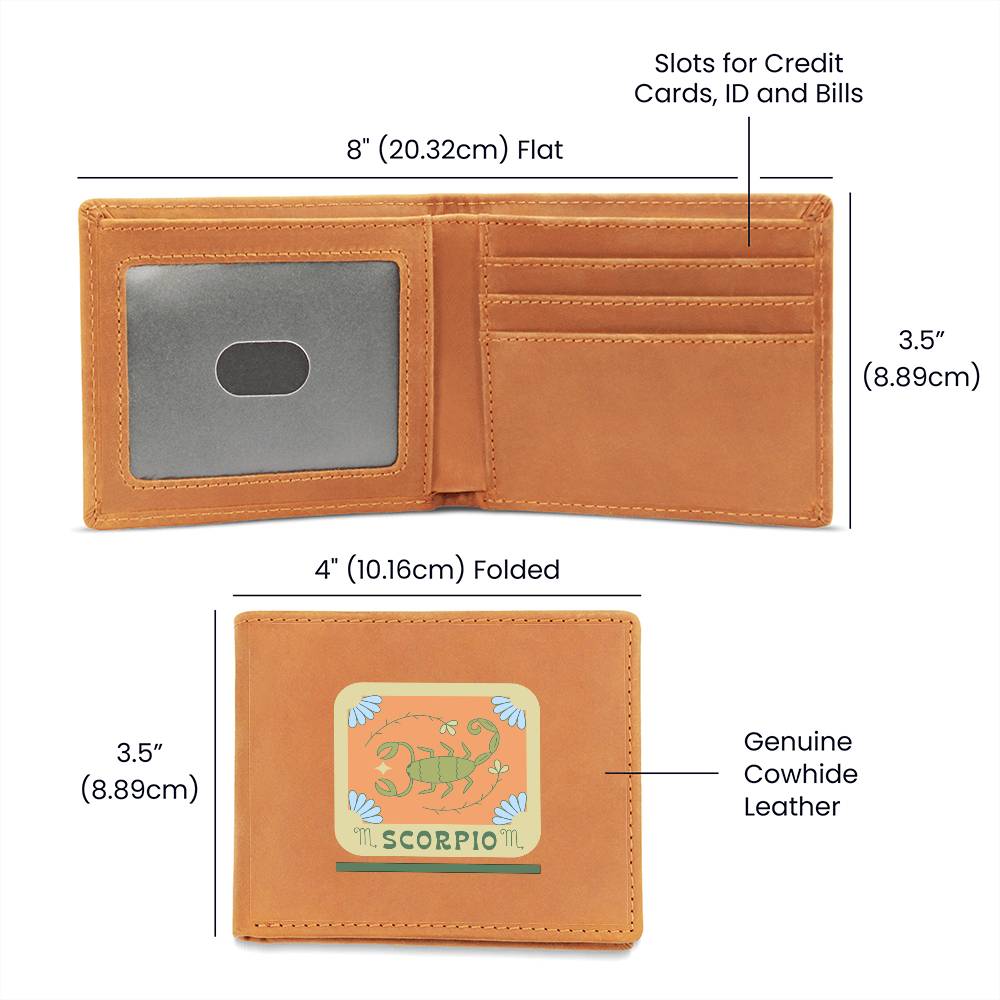 Genuine Leather Wallet: Scorpio Zodiac Sign