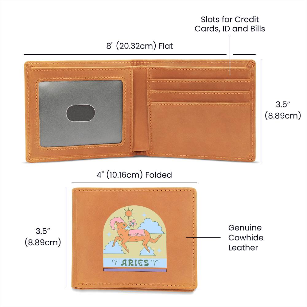 Genuine Leather Wallet: Aries Zodiac Sign