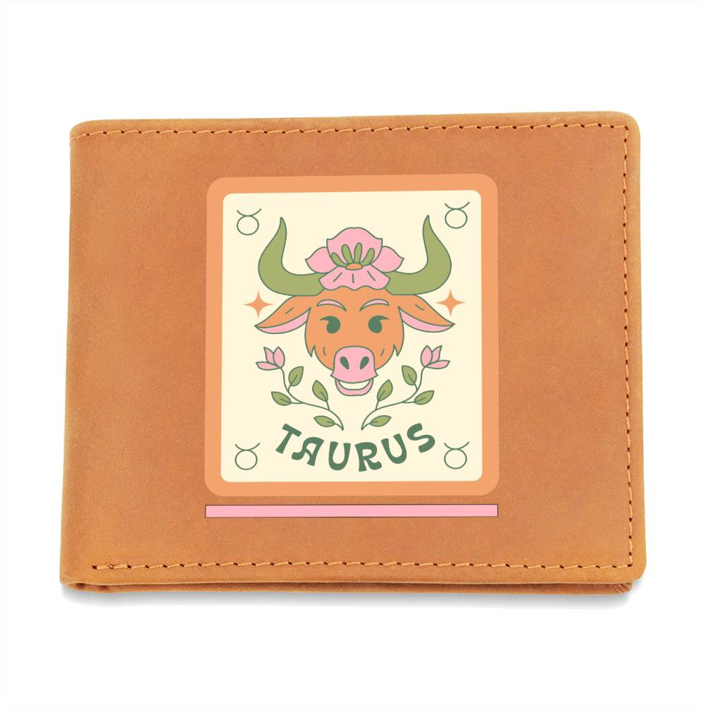 Genuine Leather Wallet: Taurus Zodiac Sign