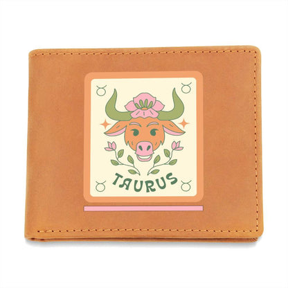 Genuine Leather Wallet: Taurus Zodiac Sign