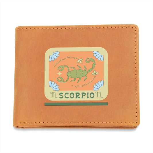 Genuine Leather Wallet: Scorpio Zodiac Sign