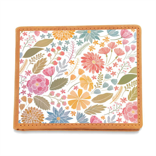 Genuine Leather Wallet: Fall Floral