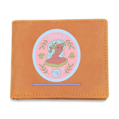 Genuine Leather Wallet: Virgo Zodiac Sign