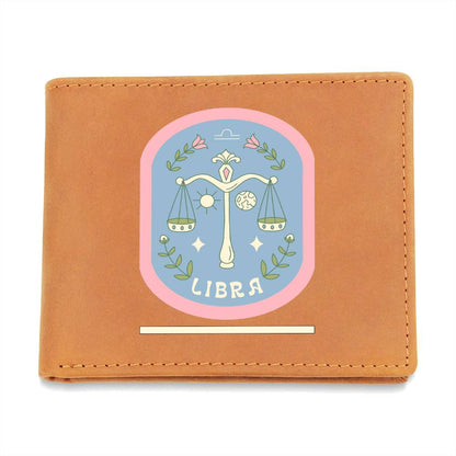 Genuine Leather Wallet: Libra Zodiac Sign