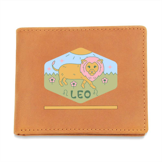 Genuine Leather Wallet: Leo Zodiac Sign