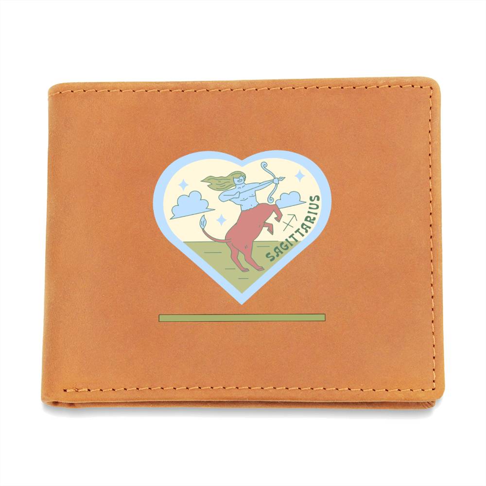 Genuine Leather Wallet: Sagittarius Zodiac Sign