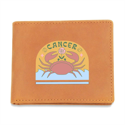 Genuine Leather Wallet: Cancer Zodiac Sign