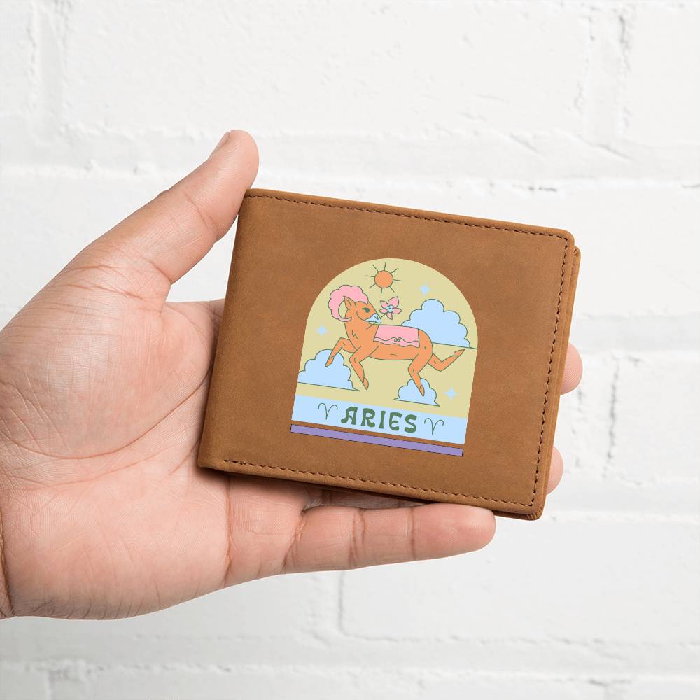 Genuine Leather Wallet: Aries Zodiac Sign