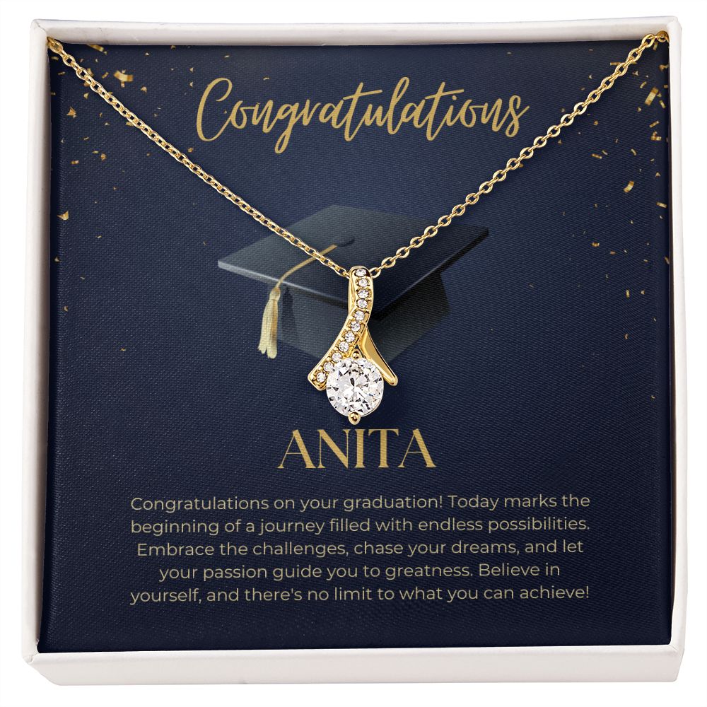 Alluring Beauty Necklace: Congratulations on Your Graduation Custom Note Card