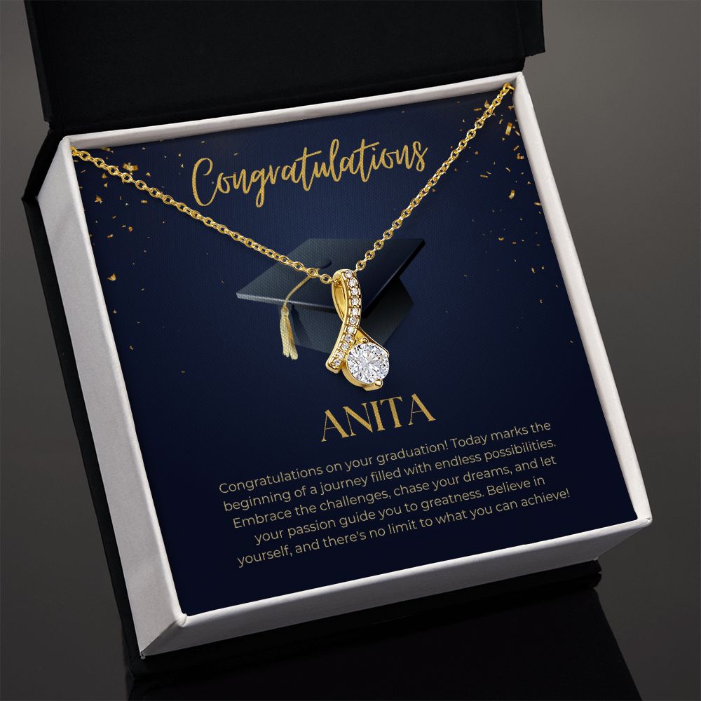 Alluring Beauty Necklace: Congratulations on Your Graduation Custom Note Card