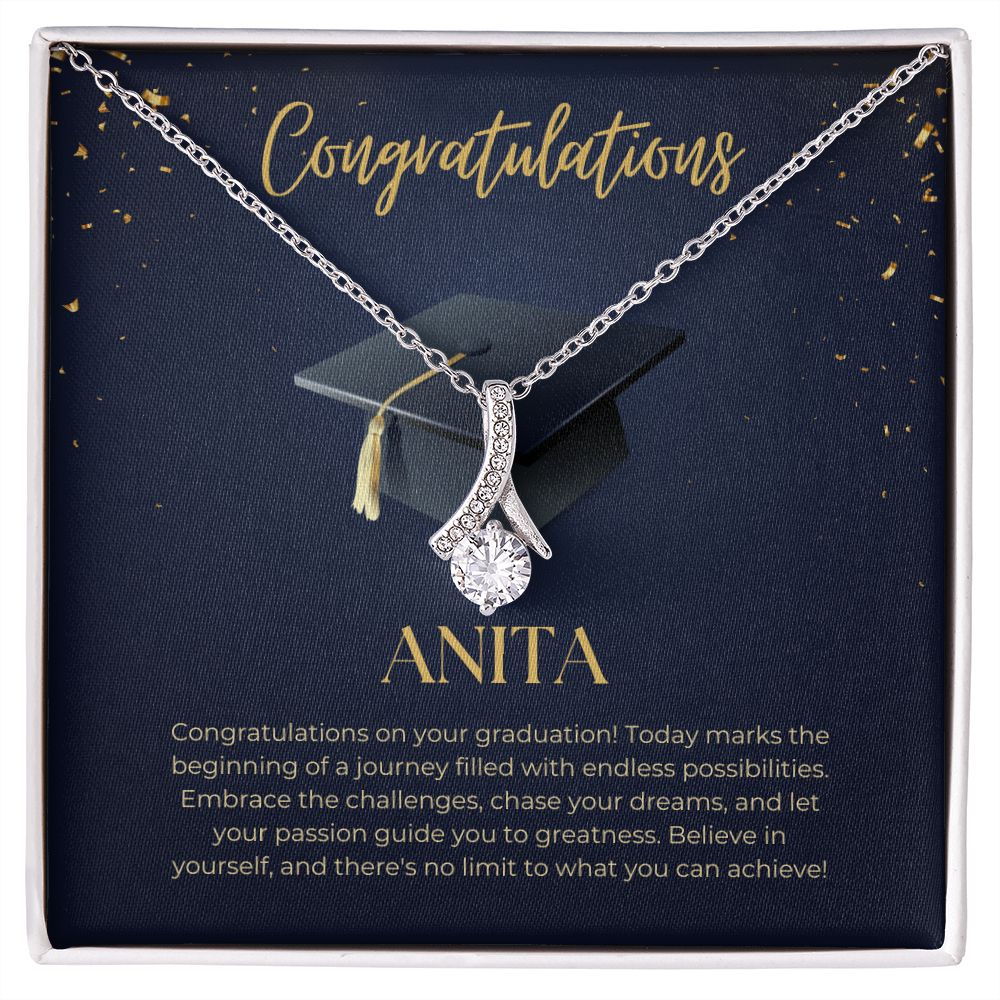 Alluring Beauty Necklace: Congratulations on Your Graduation Custom Note Card