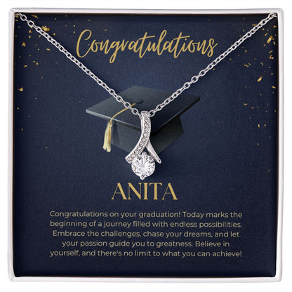 Alluring Beauty Necklace: Congratulations on Your Graduation Custom Note Card