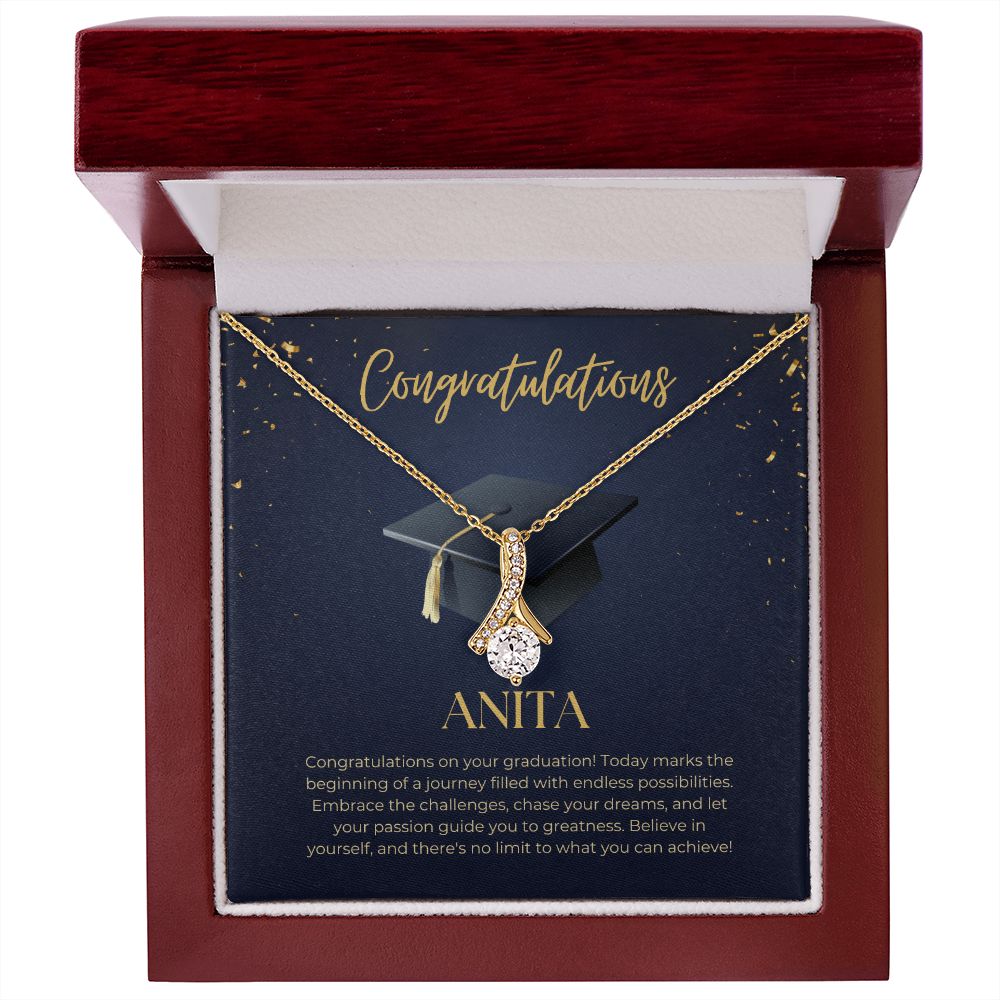 Alluring Beauty Necklace: Congratulations on Your Graduation Custom Note Card