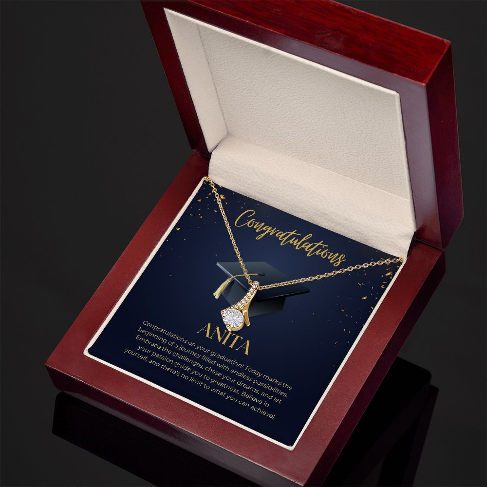 Alluring Beauty Necklace: Congratulations on Your Graduation Custom Note Card