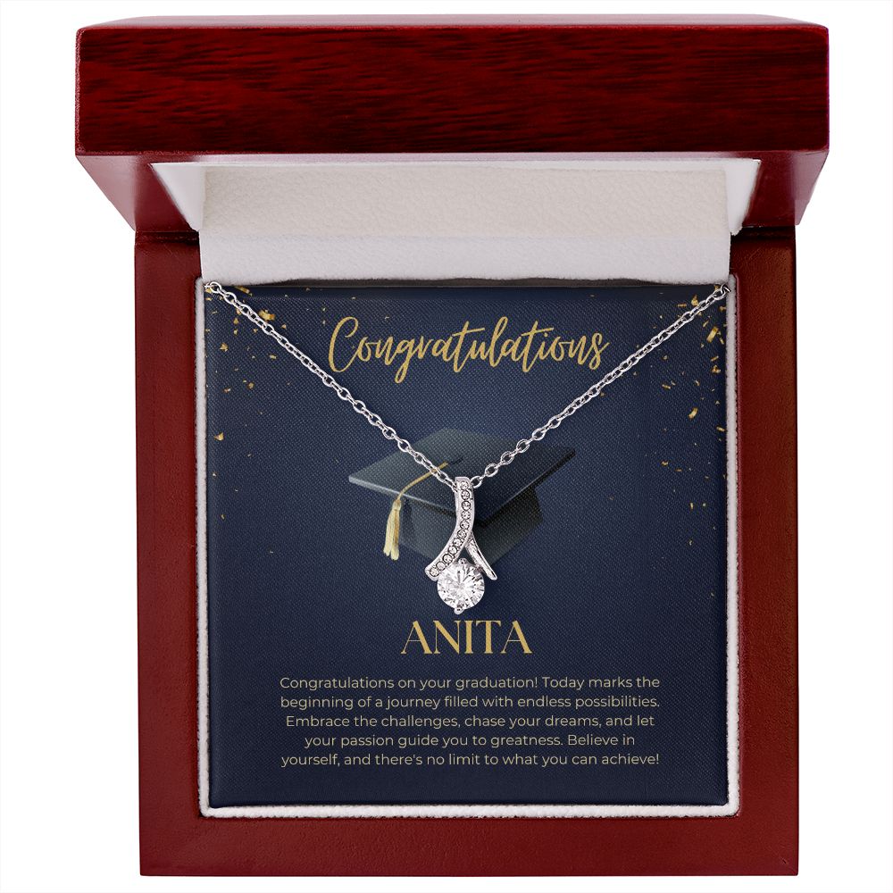 Alluring Beauty Necklace: Congratulations on Your Graduation Custom Note Card