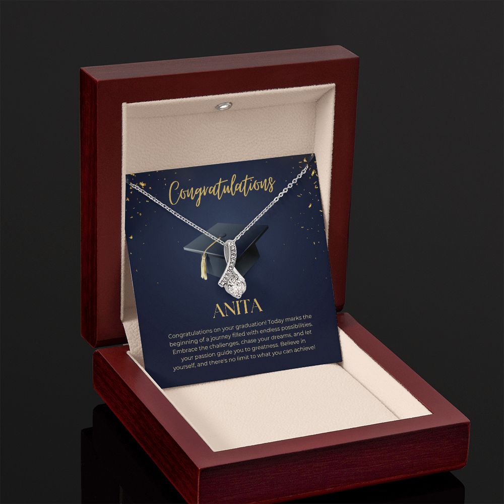 Alluring Beauty Necklace: Congratulations on Your Graduation Custom Note Card