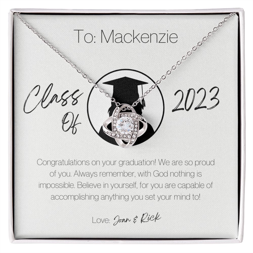 Love Knot Necklace: Custom Note Card - Class of 2023