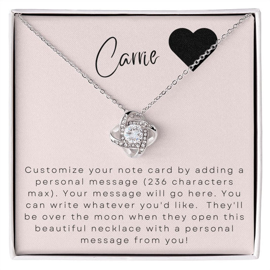 Love Knot Necklace: Custom Message Card