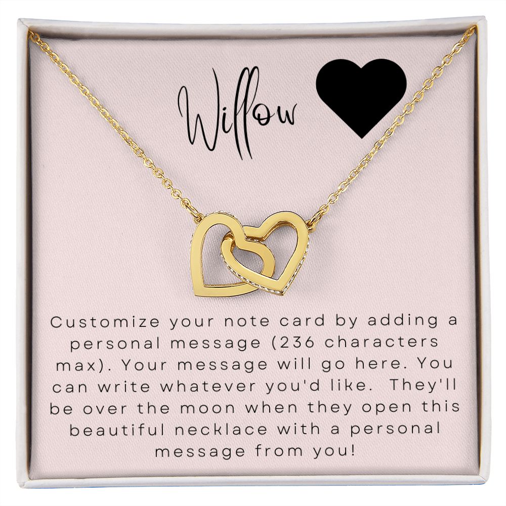 Interlocking Hearts Necklace: Custom Message Card