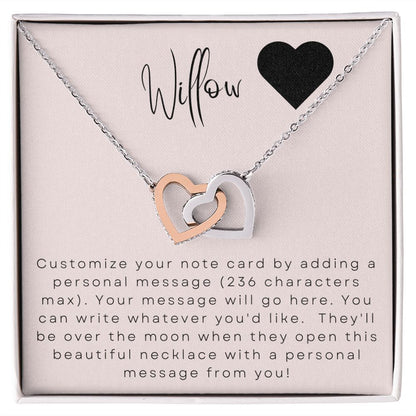 Interlocking Hearts Necklace: Custom Message Card