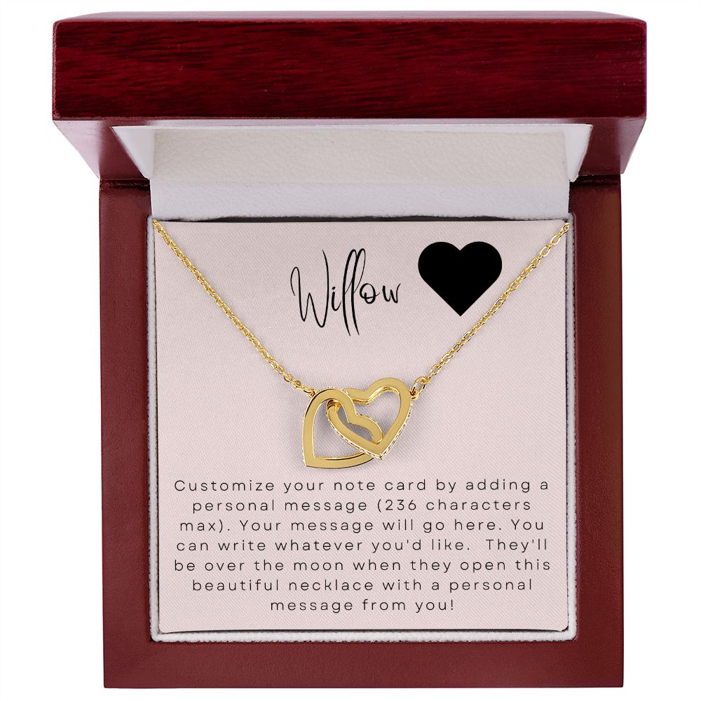 Interlocking Hearts Necklace: Custom Message Card