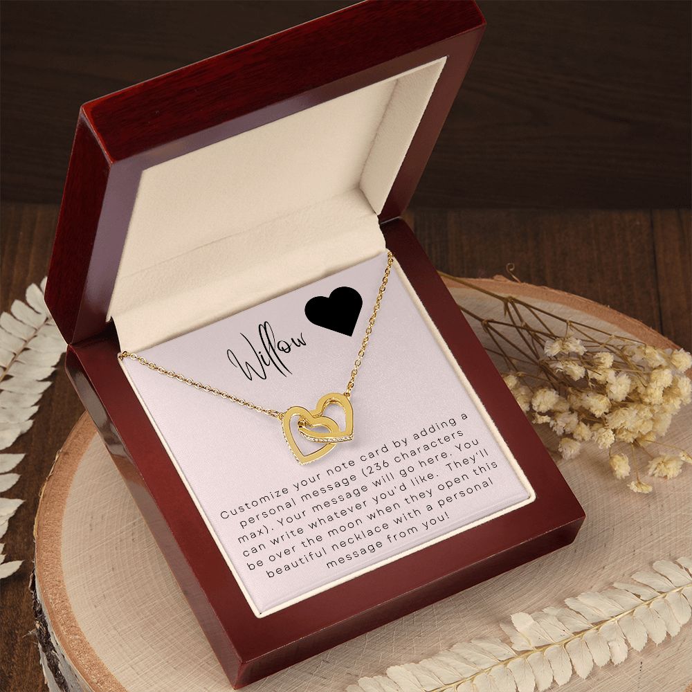 Interlocking Hearts Necklace: Custom Message Card