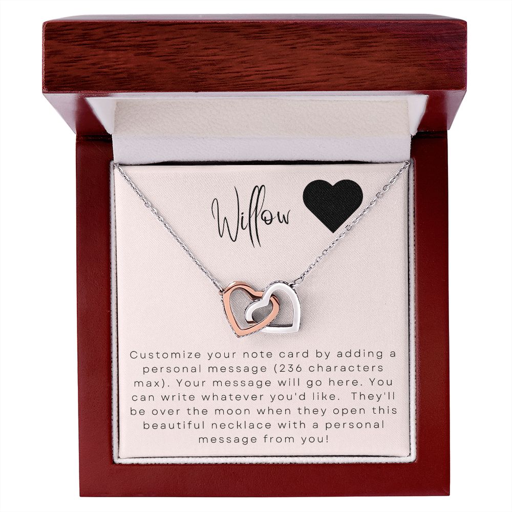 Interlocking Hearts Necklace: Custom Message Card