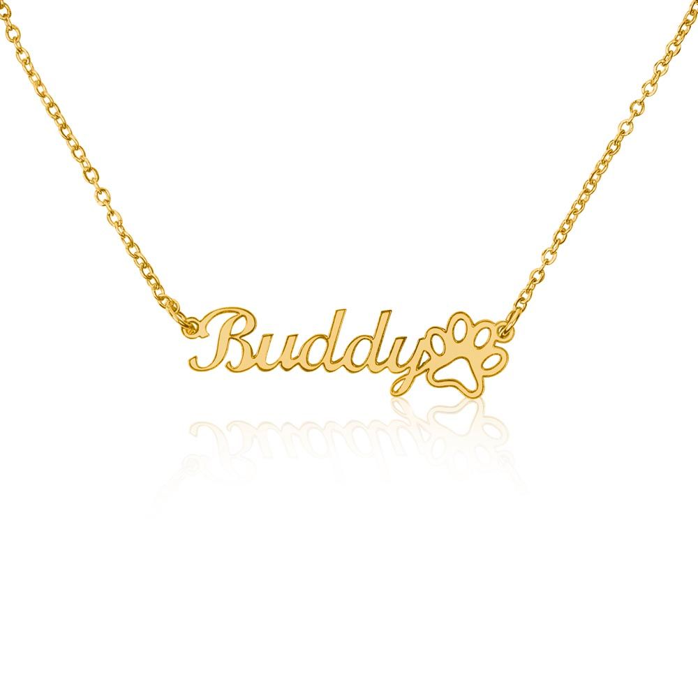 Custom Name Necklace With Paw Print (no message card)