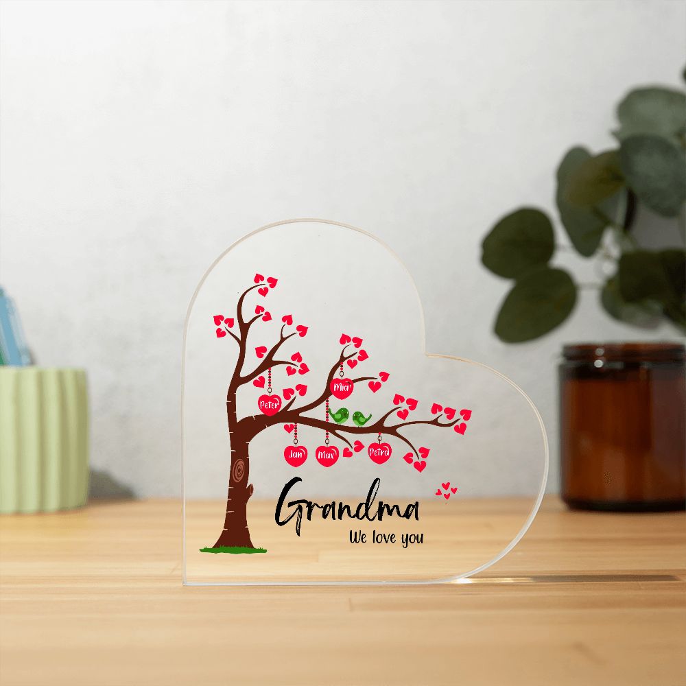 Custom Acrylic Heart Shaped Plaque: Grandma