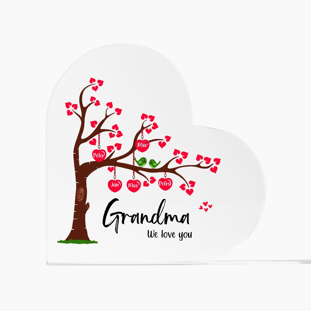 Custom Acrylic Heart Shaped Plaque: Grandma