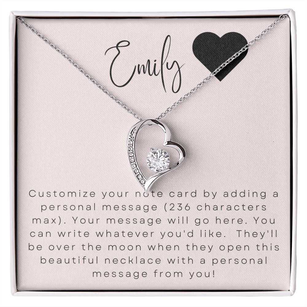 Forever Love Heart Necklace: Custom Message Card