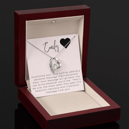 Forever Love Heart Necklace: Custom Message Card