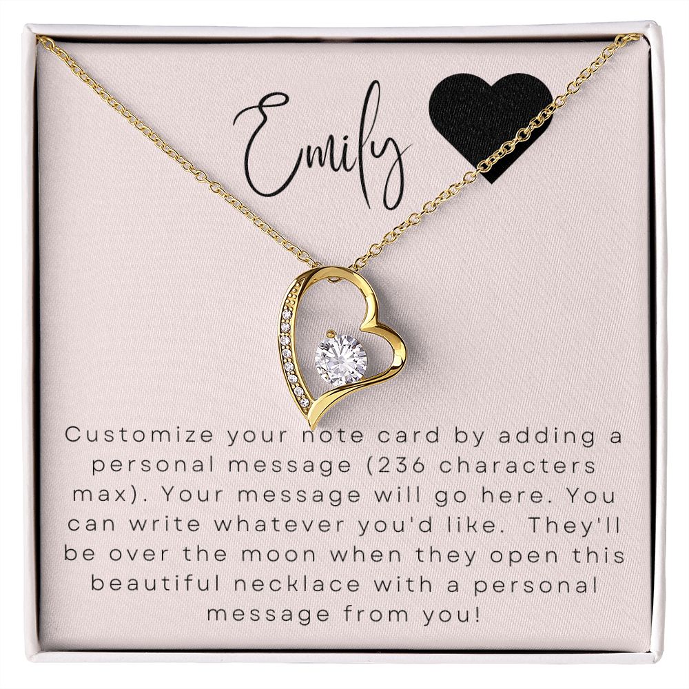 Forever Love Heart Necklace: Custom Message Card