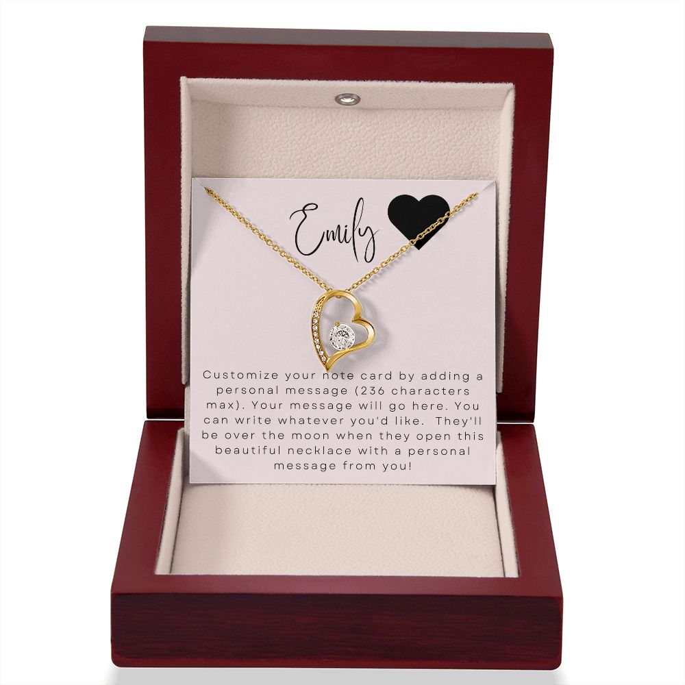 Forever Love Heart Necklace: Custom Message Card