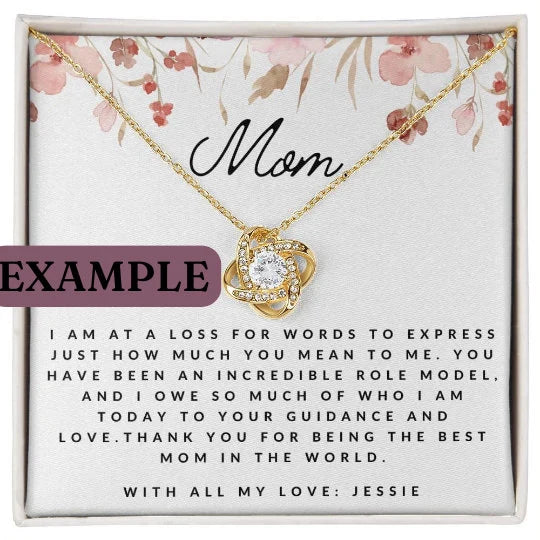 Love Knot Necklace : Mom - Custom Message Card